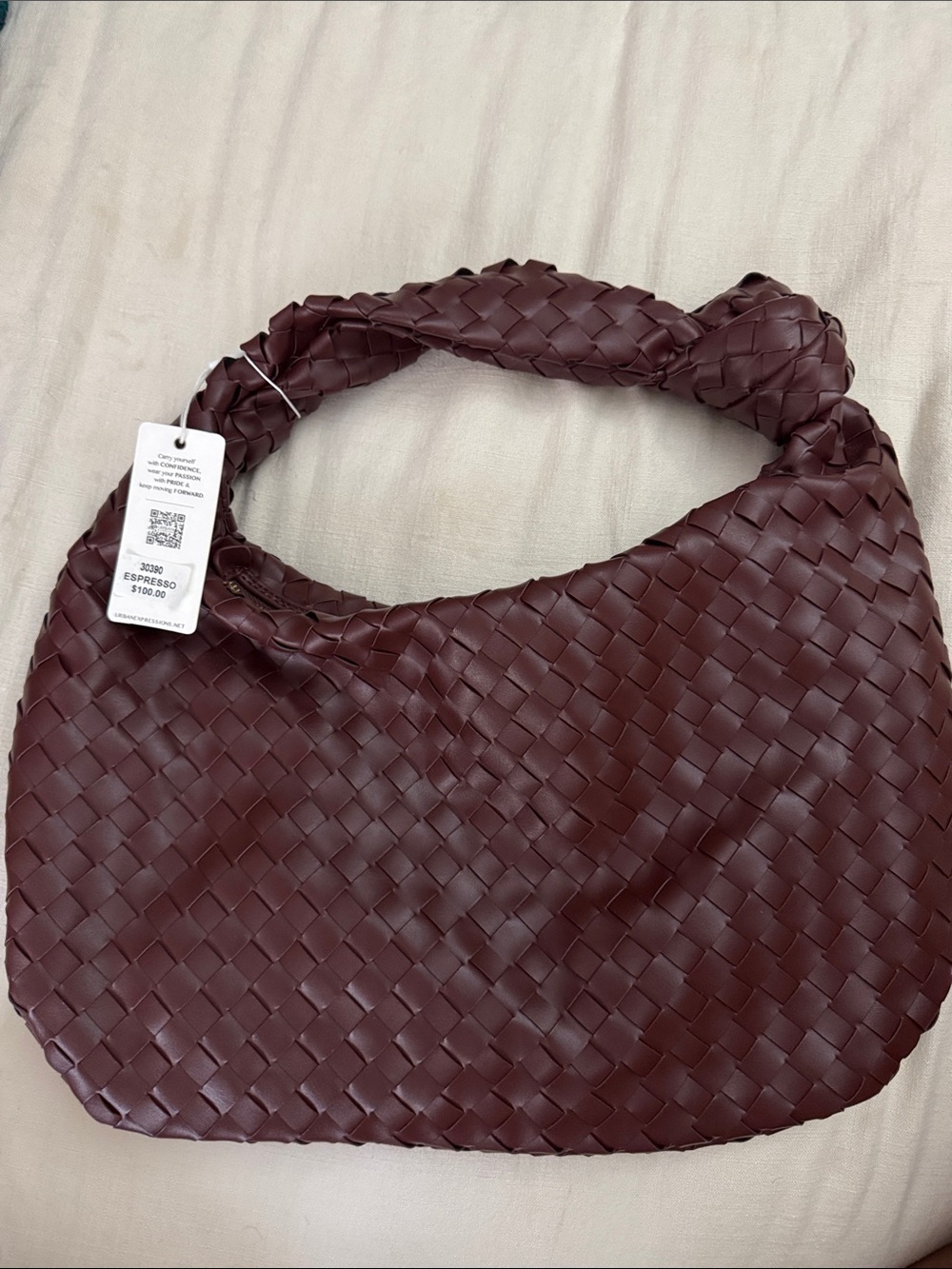 Urban Expressions Espresso Brown Woven Hobo Shoulder Bag